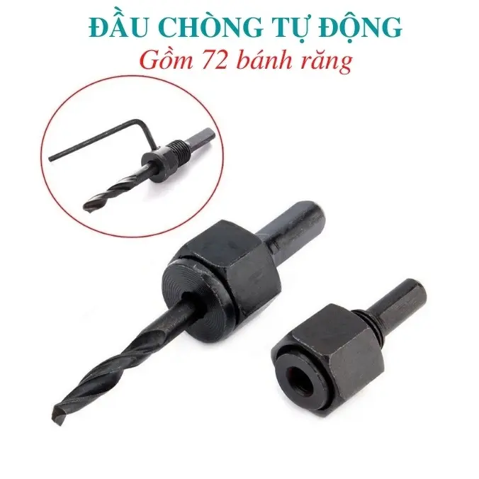 Mũi khoan khoét lỗ tròn thạch cao, gỗ, nhựa, alu - 13 size vành khoét 19, 22, 25, 28, 32, 38, 44, 54, 64, 76, 89, 102, Ø127mm 2