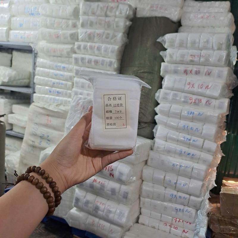 Combo 100 túi lọc trà, cafe, thảo dược vải không dệt có dây rút - công nghệ mới - new - trumtuiloc 3