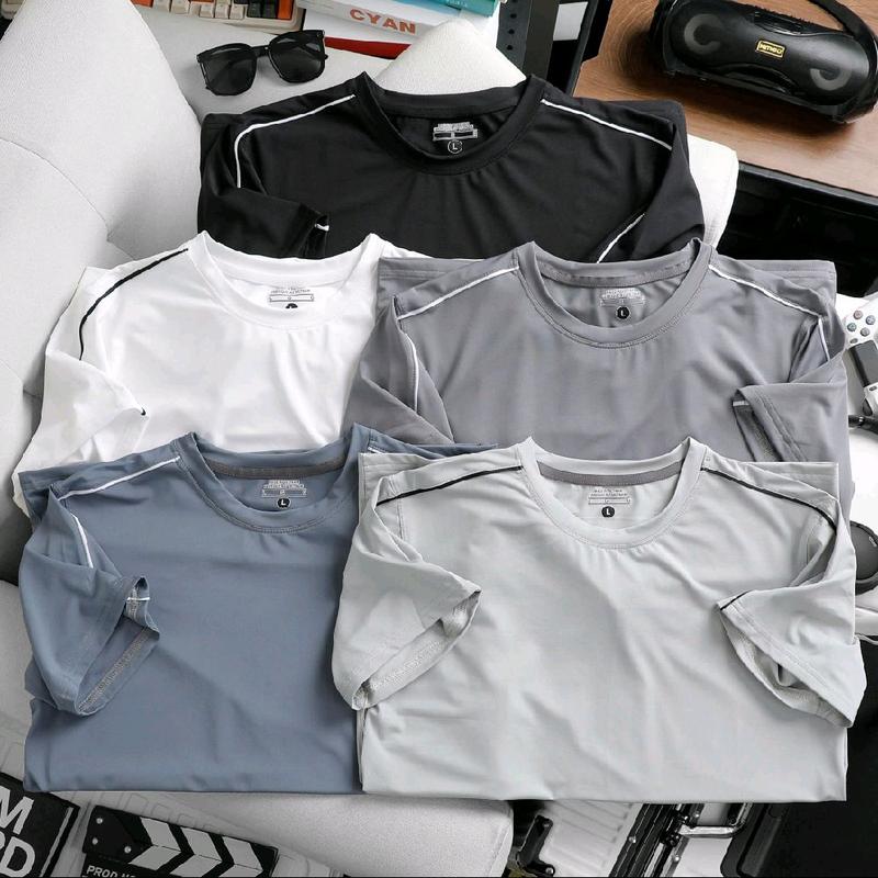 Combo 2 Áo thun nam nữ trơn cổ tròn tay ngắn cotton lạnh thể thao co dãn thoáng mát thấm hut mồ hôi Menswear Top Trắng Nhung