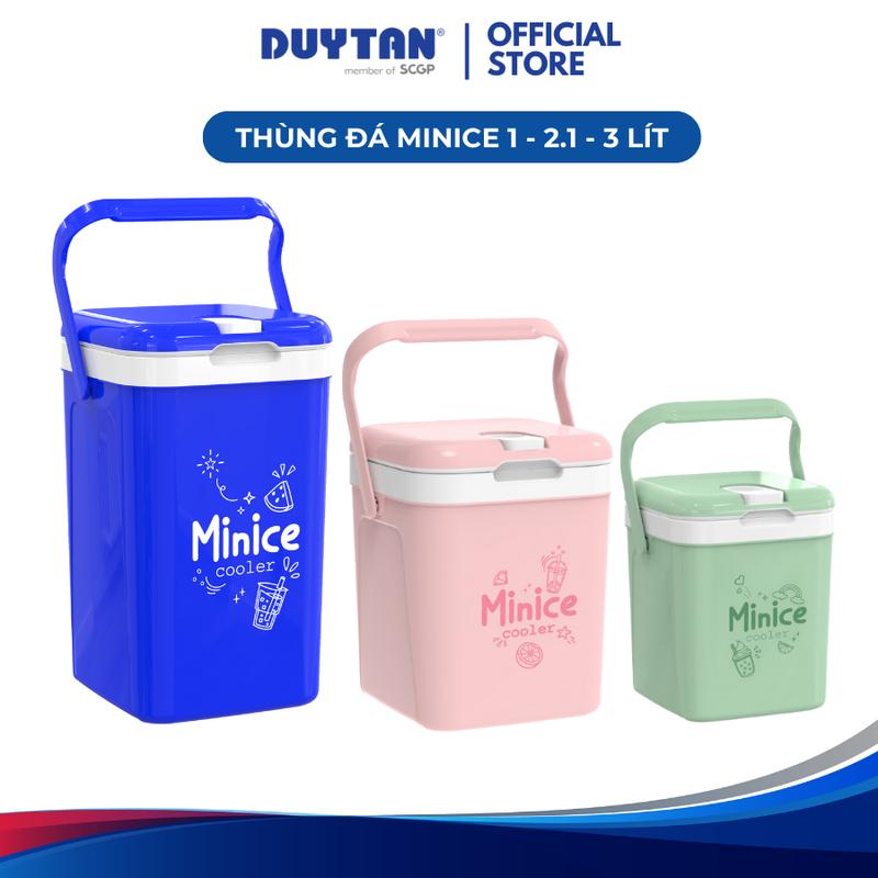 Thùng đá Minice 1L, 2.1L, 3L DUY TÂN nhựa PP, PU giữ nhiệt, bình đá mini, bình giữ nhiệt có quai xách, đựng nước giải khát phít  nước  đá  giữ  nhiệt