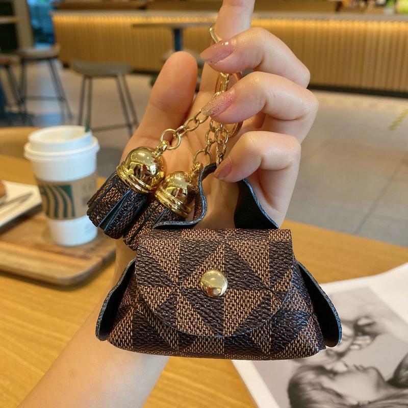 Túi thay đổi da mini, túi lưu trữ, mặt dây chuyền Bag Nữ Clutch vida cam 8