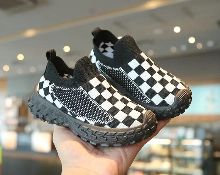 Sepatu Slip on Sneakers Anak / Sepatu Anak motif kotak-kotak/ Sepatu Jalan-Jalan Anak Laki-Laki Type ZY93 Kaki Fashion 1
