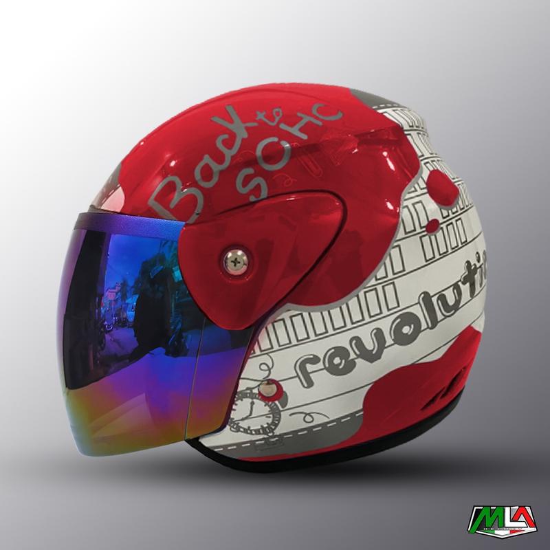 Helm Dewasa Half Face evolution Motif Note Murah PREMIUM Kaca 5
