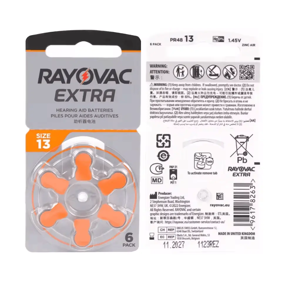 RAYOVAC EXTRA A13 A675 A312 Zinc Air Performance Hearing Aid Batteries