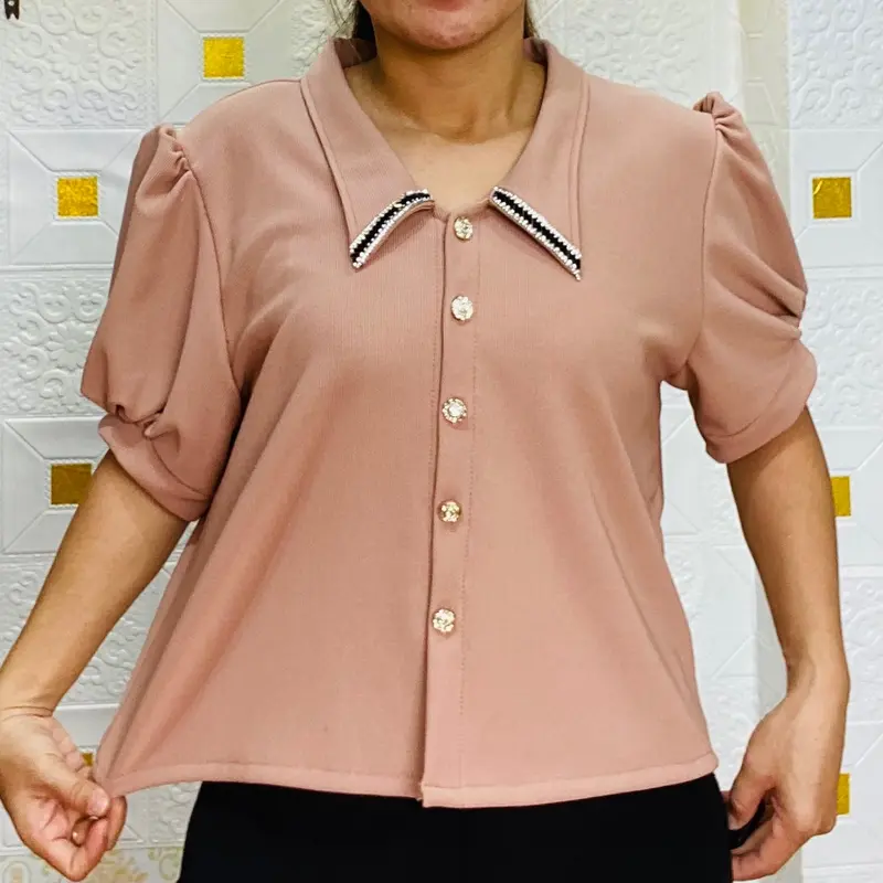 Jaddmei”Oliv top model tali belakang semi crop premium bangkok Kancing Tebal Wanita Slim Denim Atasan Denim 4