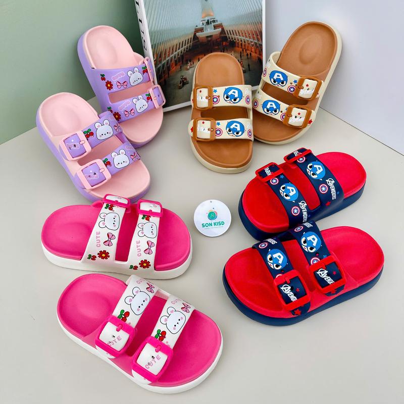Dép Lê Hai Quai Có Khóa Điều Chỉnh Rộng Chật Chất EVA Dành Cho Bé Trai Bé Gái Size 24-35  Hình Trên Dép Ngẫu Nhiên Đáng Yêu Mẫu Mới Cho Bé Voi