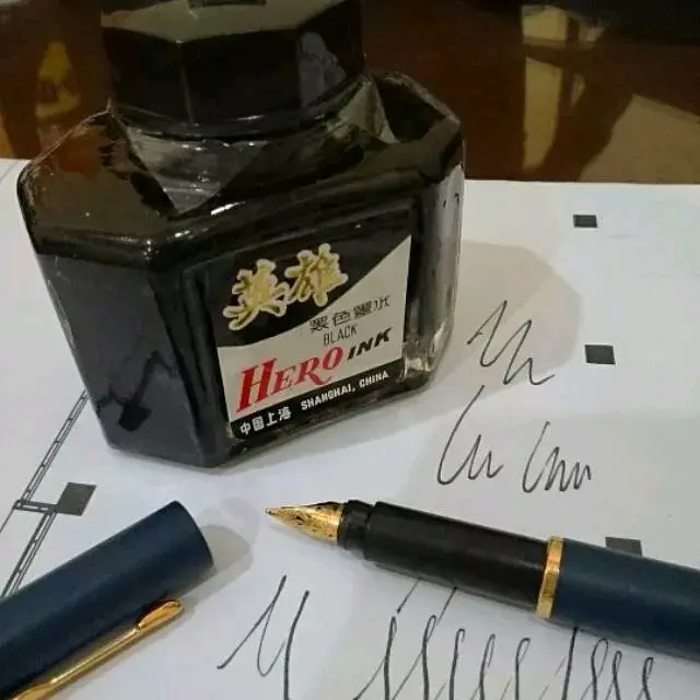 tinta hero Ink hitam.tinta isi ulang pena.for all pountain pen Hitam Fountain 2
