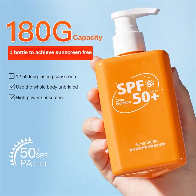 Kem Chống Nắng, SPF 50 +, 180g, Tươi Mới, Không Dầu, Không dính, Kem Chống Nắng, Chống Nắng, Chống Tia UV, Thích Hợp Cho Mặt Và Cơ Thể, Kem Chống Nắng, Làm Sáng, Chống Lóa, Phù Hợp Với Mọi Loại Da 0