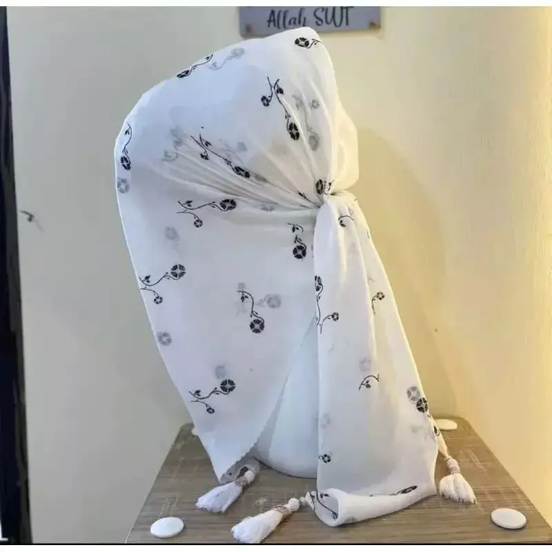Hijab Segi Empat Jambul / Hijab Tasel Motif Bunga / Hijab Segi Empat Potton Star Motif 7