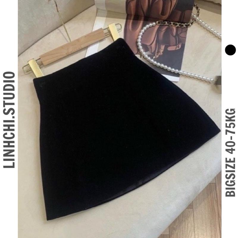 Chân váy dáng A chất nhung mịn lưng cao có bigsize_Linhchi.studio