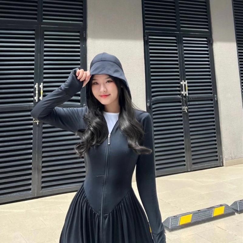 Áo Khoác Chống Nắng Toàn Thân Nữ Dáng Váy Thun Lạnh Cản Tia Cực Tím UPF Áo chống nắng nữ dáng dài 1 lớp