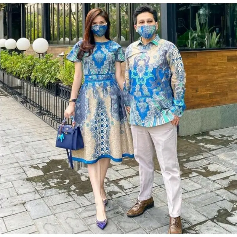 COUPLE KEMEJA DAN DRES BATIK PREMIUM || MOTIF SINAWANG Baju Pasangan