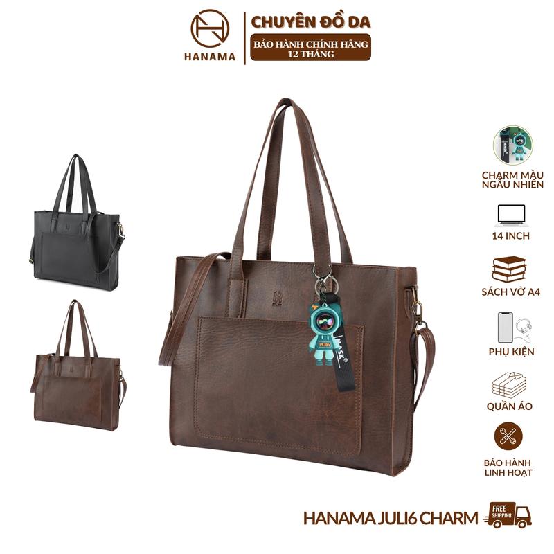   Độc Quyền _ TẶNG CHARM Phi hành gia  HANAMA túi nữ JULI6 CHARM  Da Bag khoá Kem mạ Đồng 