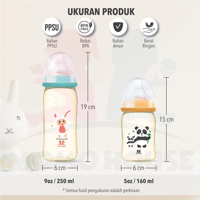 MOMO HOUSE PPSU Botol Susu Bayi Botol Bayi Wide Neck Bottle Botol Susu Baby Botol Bayi Ppsu Accessories Minum 1