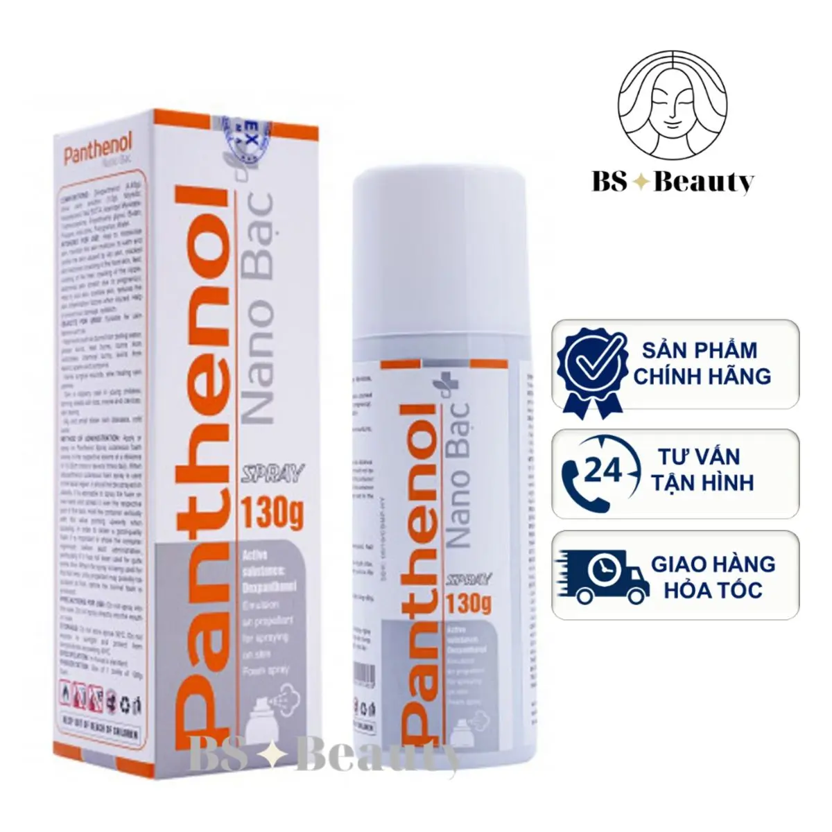 Xịt Bỏng Panthenol Nano bạċ hỗ trợ trị nhanh lành các vết thương bỏng, làm dịu vết thương chai 130g