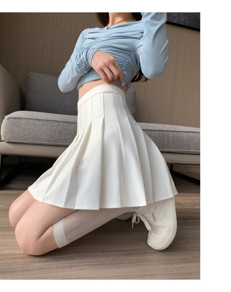 Product Introduction of Chân Váy Xếp Ly, Chân Váy Đồng Phục JK, Chân Váy Nửa, Chân Váy Mùa Xuân / Mùa Hè, Eo Co Giãn, Kéo Dài, Quần An Toàn, Có Khóa Kéo 24