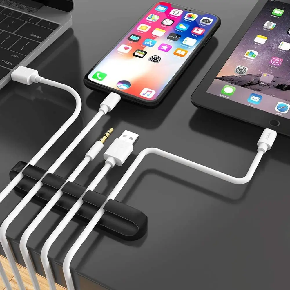Cáp Dữ Liệu Kẹp Cố Định, Quản Lý Dây, Sắp Xếp Để Bàn, Tiện Ích Lưu Trữ, Chất Liệu Silicon, Tự Dính, Cuộn Cáp