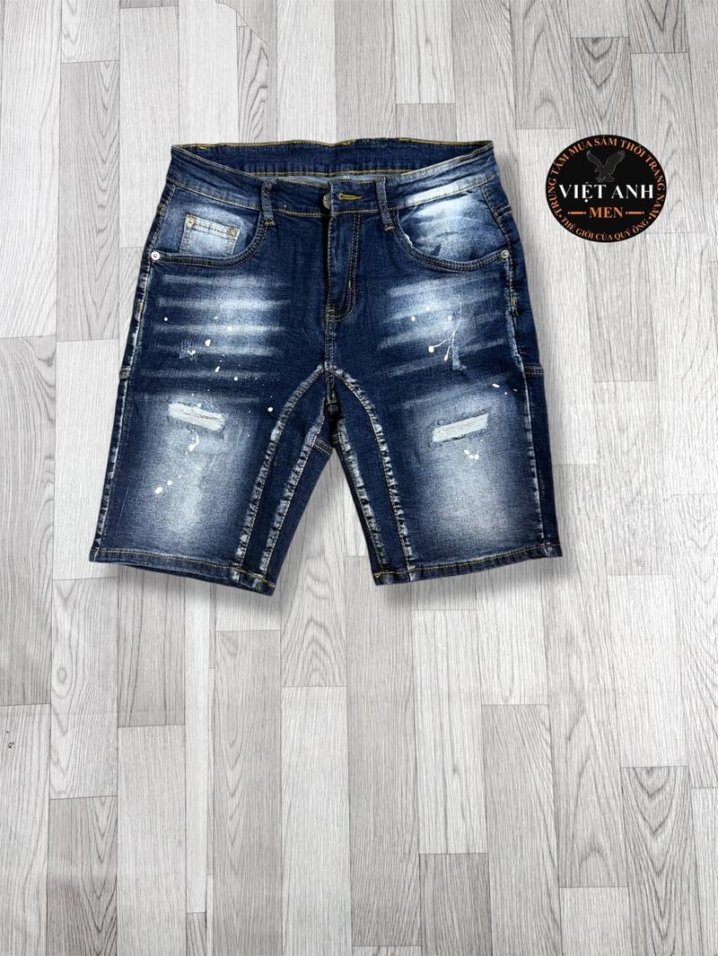 Product Introduction of Shopvietanhq9 - Quần Jeans Short Xanh Đậm nam 2 đáy (534) big size quần Super vẩy sơn, rách, vải giãn, quần ds khuyết tật Hót new Men - 3.3 Menswear 28