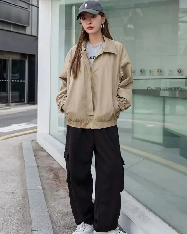 Dazy Jacket Wanita Polos Casual Style Drill 3