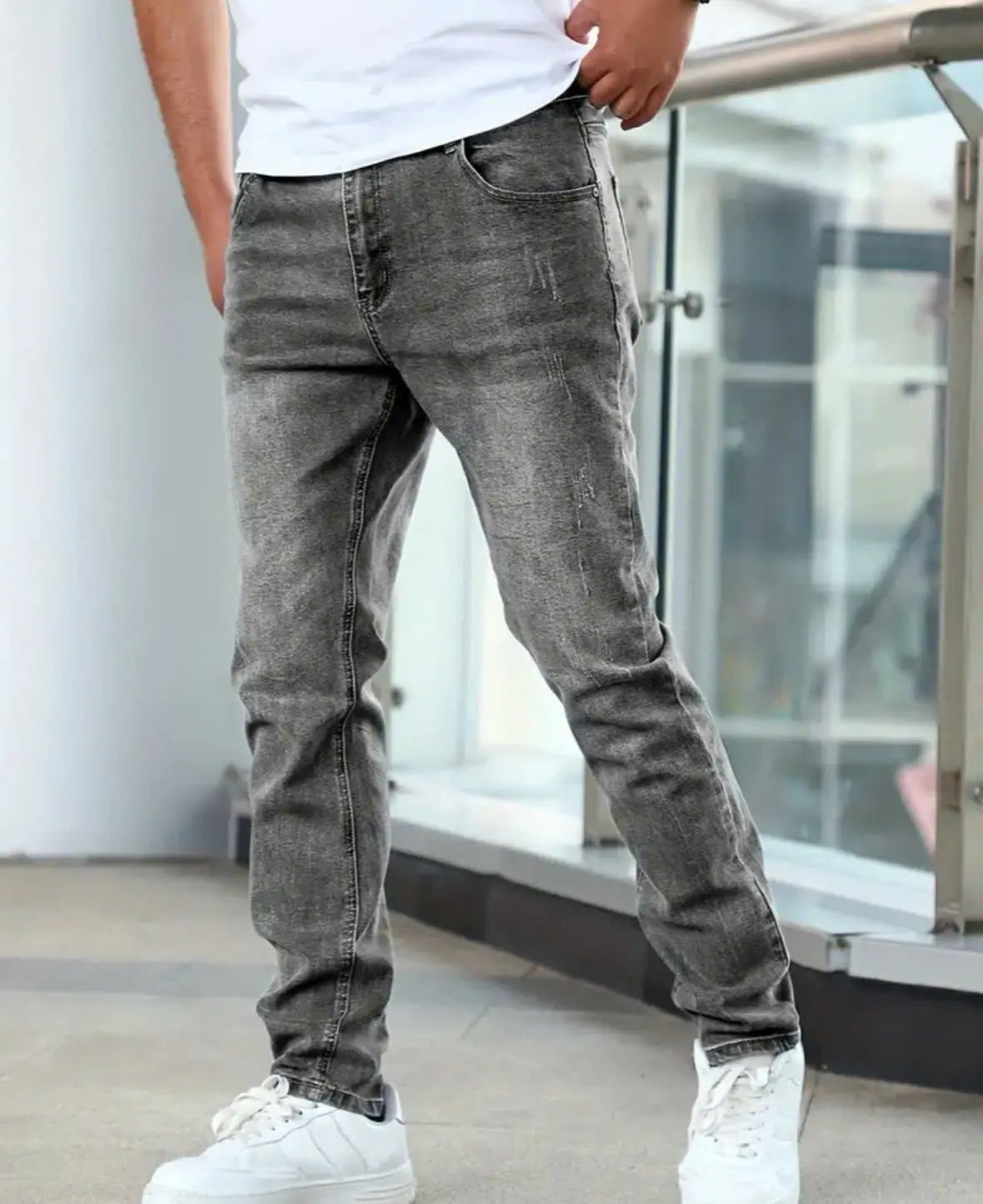 Quần Jean Nam Xám Đậm Xước Nhẹ Chất liệu Co Giãn Tốt Form Dáng Chuẩn Size Denim A30-Menswear Pants Có Túi