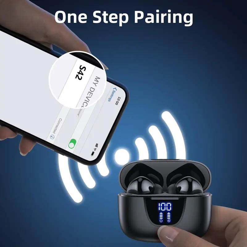 Wireless Earphone, in-ear Design Earphone with Charging Case, Noise Cancelling Earbuds for Gaming & Sports, Suitable for iPhone & Android, Audio 6