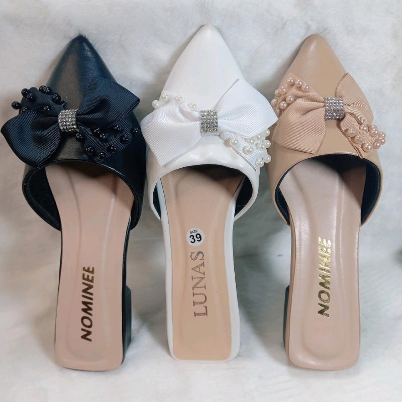 Giày sục nơ cao gót 3p kết ngọc trai hottrend Mũi nhọn Shoes DéP depnuhottrend 2023 giay got giay caogotdinhda cross xăng đan dép sandal dep decao nữ đi độn déplê thoitrang kieu 2 lào nu depp ham quai động girl xinh hava in