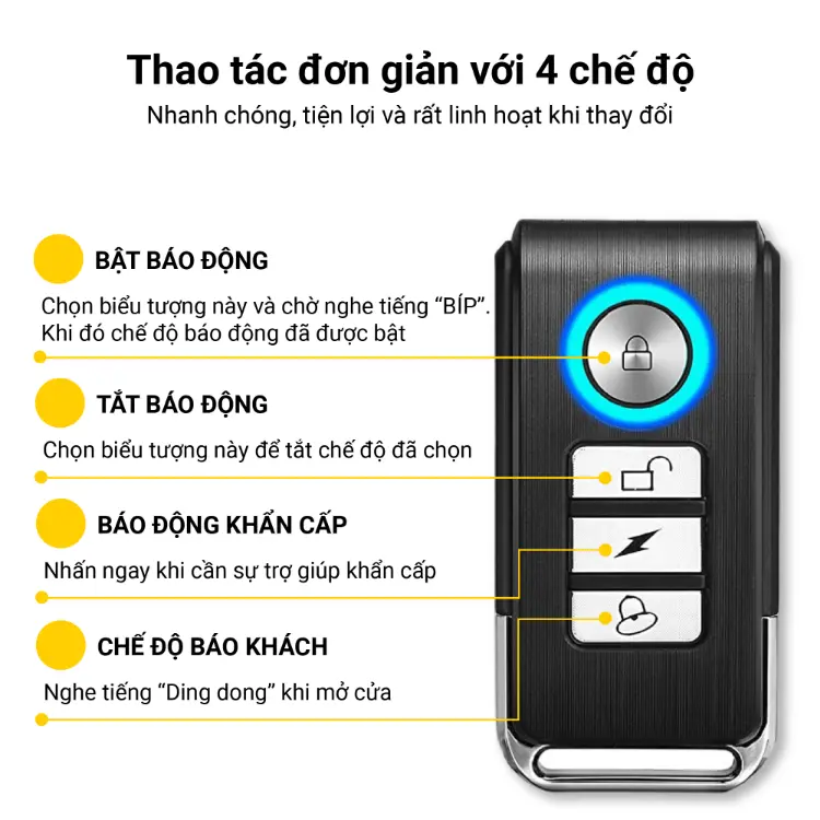 Thiết bị Báo động Chống trộm dùng cho xe máy, xe đạp, gắn cửa, cảm biến rung SF04 8