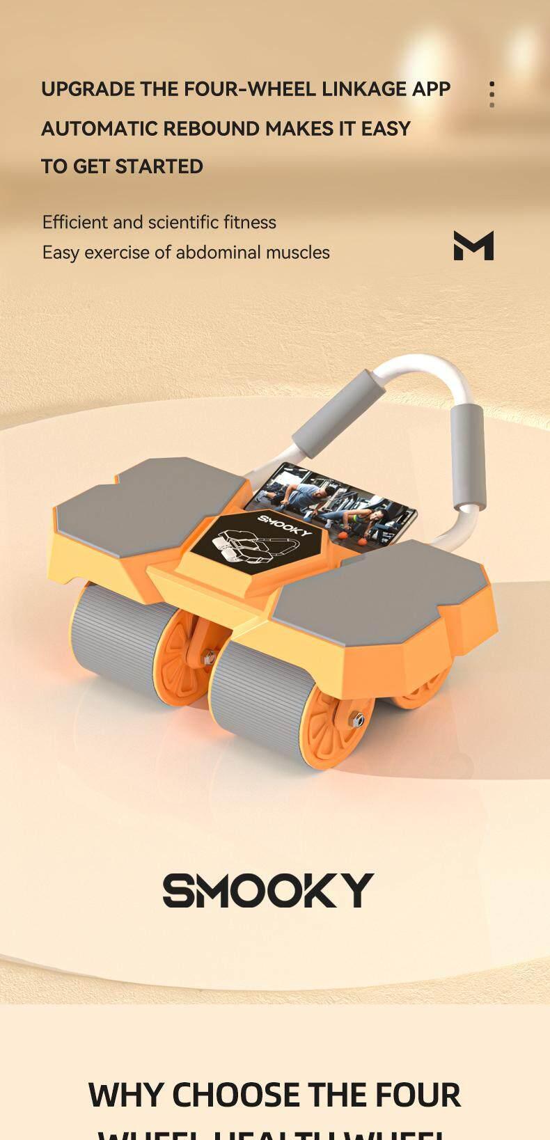 Product Introduction of Four wheel automatic rebound belly wheel roller with elbow support fitness function, suitable for sports, outdoor, male and female use Barbell 6