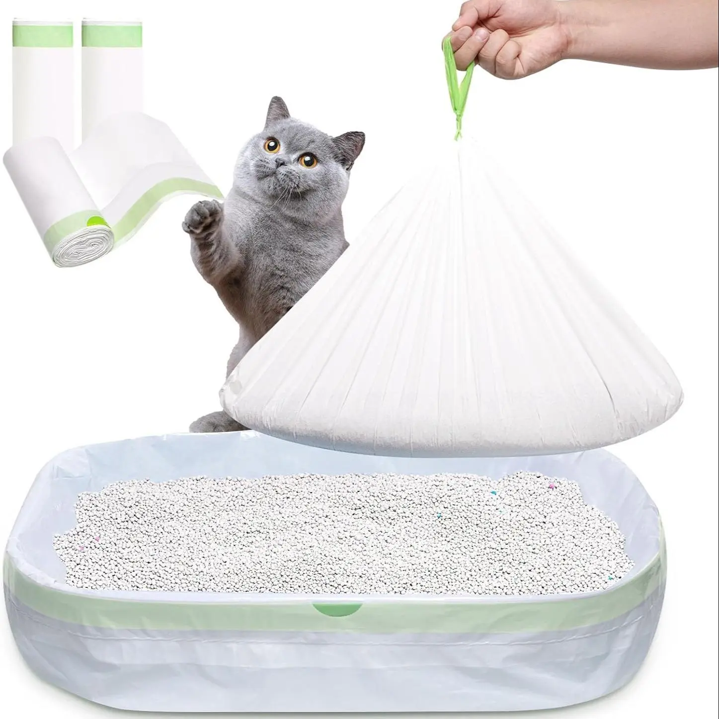 Cat Litter Box Liner, 7 Counts/set Leak Proof Cat Litter Bag with Drawstring, Thick Litter Pan Liner, Pet Supplies for Indoor Outdoor Use