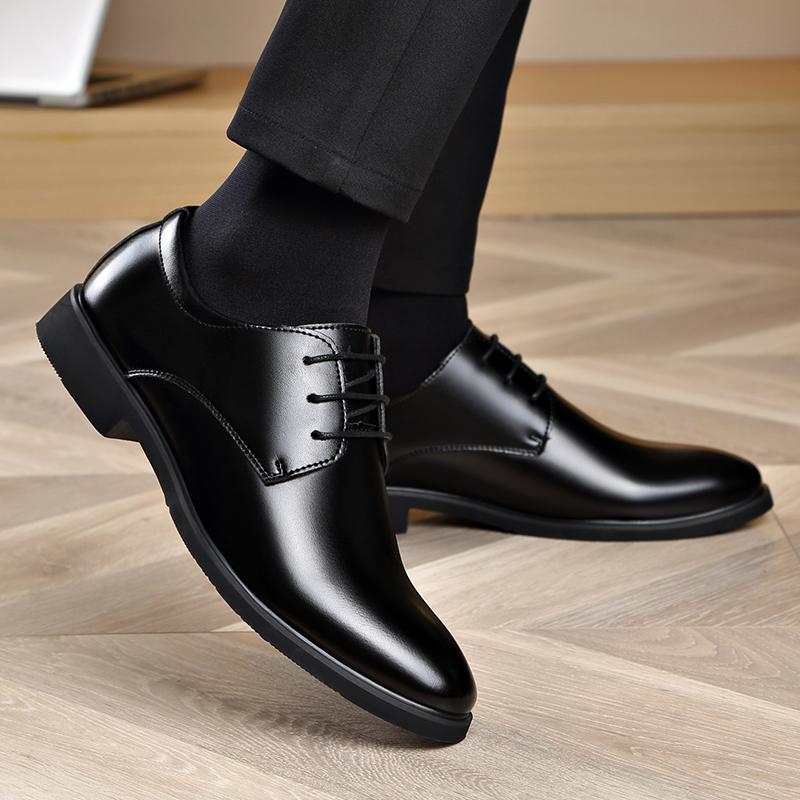 Business Leather Formal Shoes for Men Office Lace Up Black Leather Shoes Fashion Comfortable 3