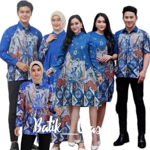 Ayam Biru || Set Pakaian Couple - Kemeja dan Tunik Batik Pria Wanita Terbaru - Sarimbit Batik seragam Kerja Kantor - Gamis Busi - Tunik dan Dress Batik Wanita Modern sale