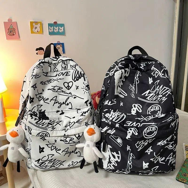 Cặp Sách, Phong Cách Ulzzang Hàn Quốc, Phong Cách Harajuku, Thích Hợp Cho Học Sinh, Thiết Kế Graffiti, Balo Escolar, Dễ Phối Đồ, Balo Trung Học Phổ Thông, 2024 0