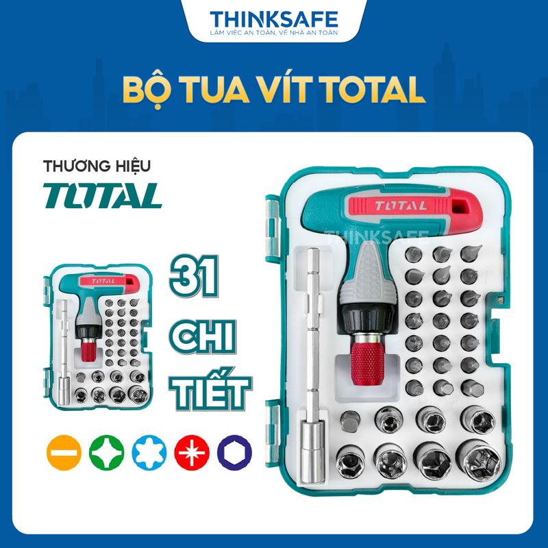 Bộ tua vít cầm tay 31 chi tiết Total TACSD30316 Mẫu mới, dùng sửa chữa, lắp ráp máy móc Tua vít điện đa năng chính hãng - Thinksafe