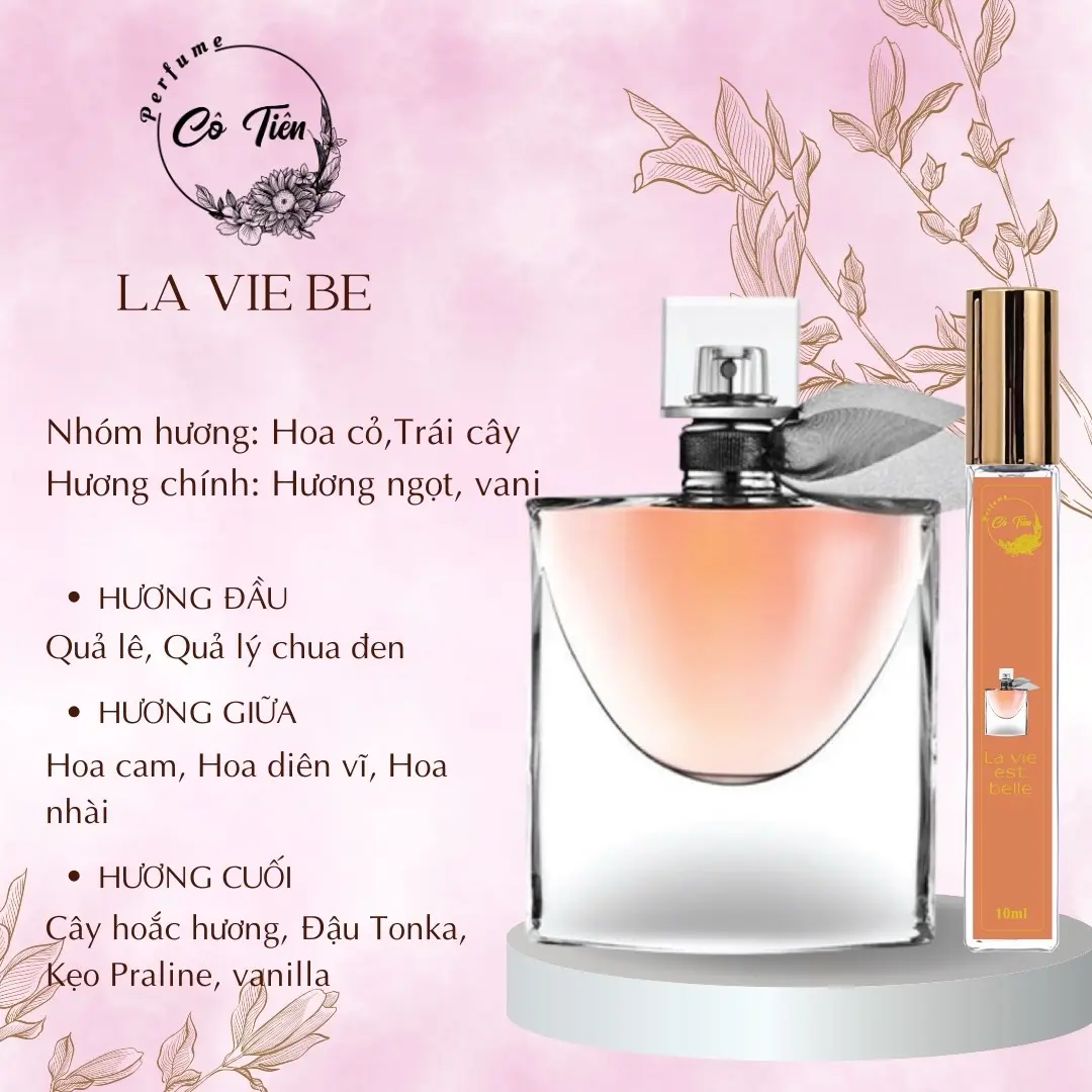 NƯỚC HOA NỮ - La vie est -  hương thơm đồng điệu, dịu dàng- Parfume-N.177-Nước hoa chiết - nước hoa 10ml