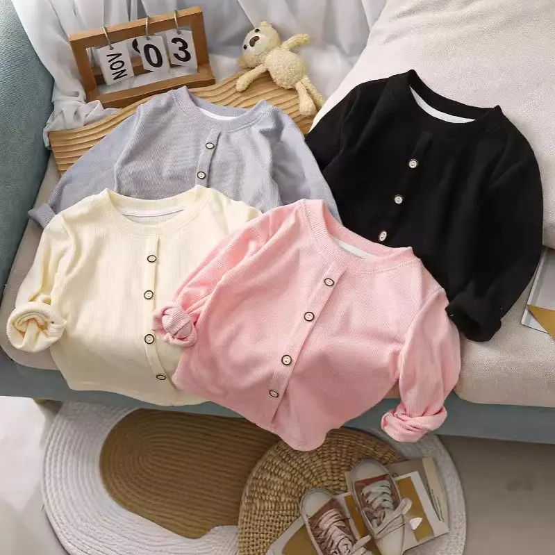 BAJU ANAK CEWEK ATASAN LENGAN PANJANG CARDIGAN ANAK RIB COTTON LEMBUT