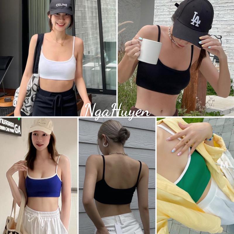 Áo 2 dây 5 màu viền trắng comfy Top Nữ