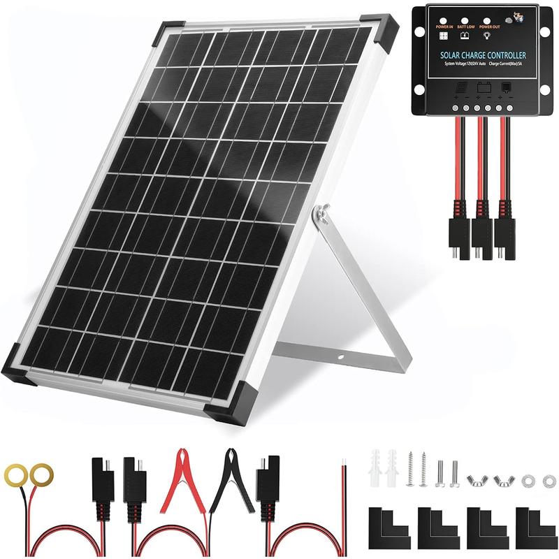 30 Watt 12V Solar Panel Kit Maintainer Trickle Charger, wit - TikTok Shop
