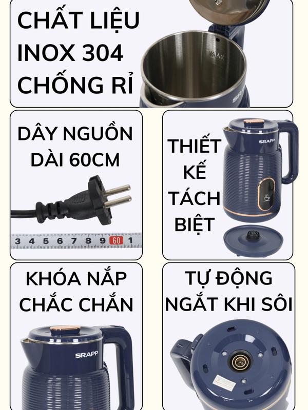 Ấm siêu tốc Sharp Model SH-38 Dung tích 3L Công suất 1500w Có tự ngắt khi sôi An toàn và Tiết kiệm 4