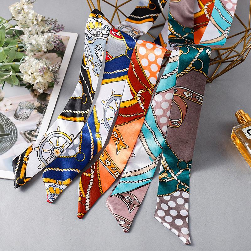 Product Introduction of Hot Sale Classic Retro Decorative Slim Narrow Scarf for Bag Handle Wrapping Small Ribbon Scarf Ladies Neck Scarf 5