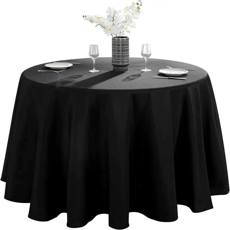 Solid Color Round Tablecloth, Waterproof & Stain-proof Tablecloth, Durable Tablecloth for Dining Room, Party & Wedding 0