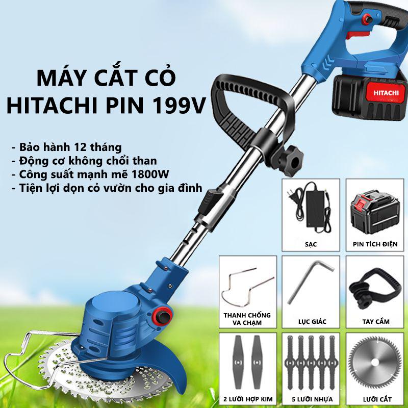[BÁN CHẠY] Máy Cắt Cỏ 2 PIN HITACHI Cầm Tay Công Suất 1800W, Máy Cắt Cỏ Mini Sử Dụng Cho Gia Đình PIN 199V, Động Cơ Mạnh Mẽ, Bảo Hành 12 Tháng