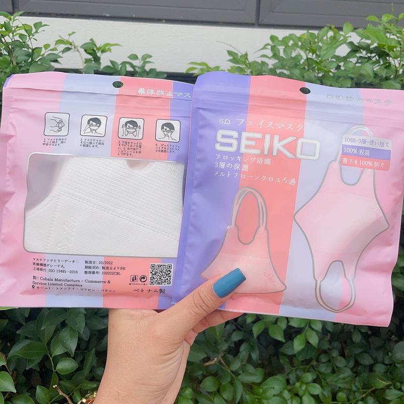Khẩu Trang 5D SEIKO Thùng 200 Chiếc 3 Lớp Chống Bụi Chống Tia UV Cho mặt vừa và to