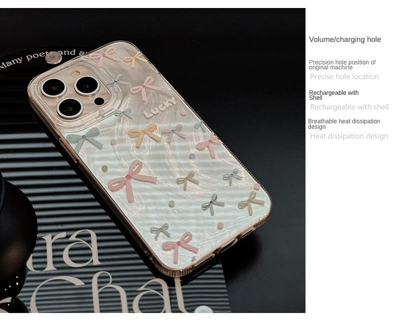 Product Introduction of Dopamine Color Bow for Apple 15 Feather Yarn Iphone13 Phone Case 12 Phone Case 16promax Protector Smartphone Protector Smartphone Cover Protective Shockproof Casing Cellphone 3