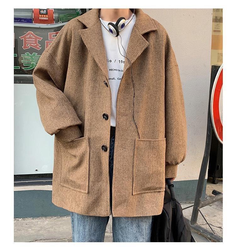 Product Introduction of Autumn Winter Cotton-Padded Coat Mid-Length Design Windbreaker Men's Korean-Style Trendy Casual Cape British Style Coat Woolen Coat 3