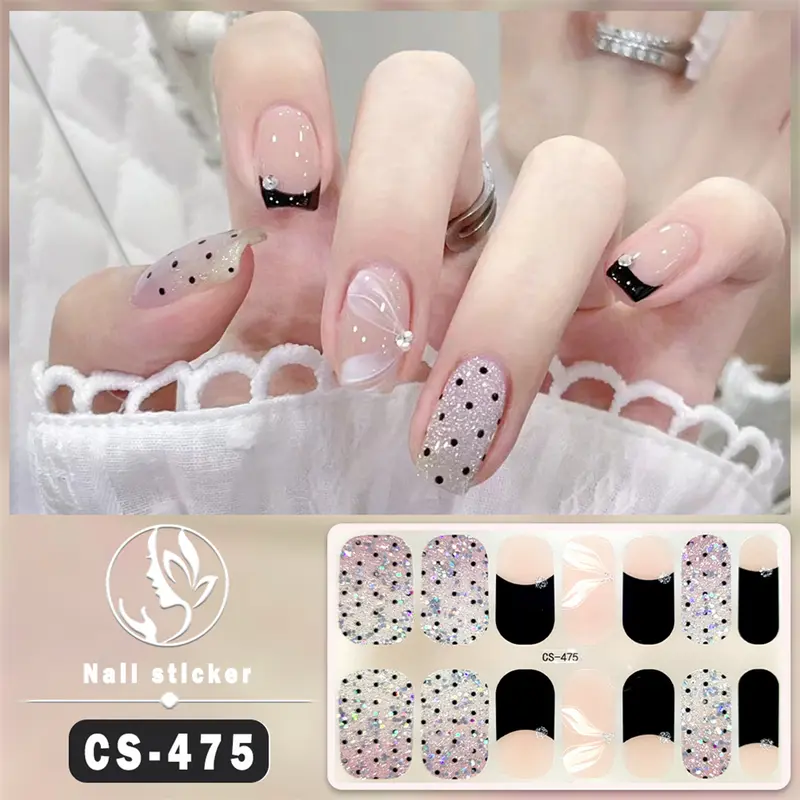 Miếng Dán Móng Tay Gel Nướng Tự Do, Phong Cách Mới, Không Có Đèn UV, Thiết Kế Hoa Và Bướm, Không Thấm Nước, Miếng Dán Đầy Đủ, [Ruiyap] 6