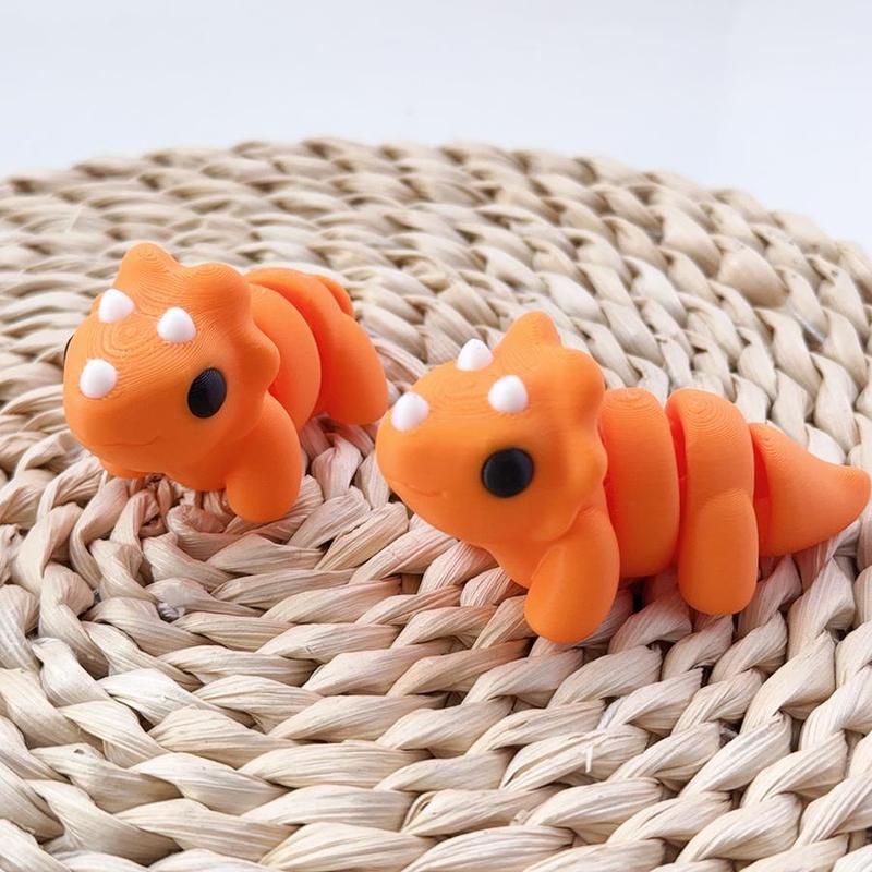 Product Introduction of 3D Printed Cute Cartoon Triceratops Figurine, 1 Count Creative Desktop Decoration Statue, Movable Joints Animal Ornament for Home Office 7