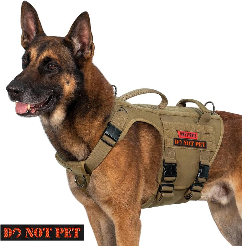 TikTok Shop Tactical Dog Harness for Large Dog Full Metal Buckled No Pull Dog Harness Vest with Hook Loop Panels Military Adjustable Easy to Put On Dog Vest Dog for Walking