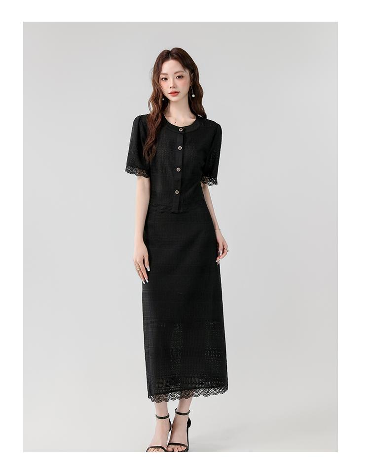 Product Introduction of Exclusive New High-End Dress 2025 Summer New Elegant Small Fragrance Style Heavy Lace Cover-Up Slimming Long Set Dress Luxury Women's Fashion 14