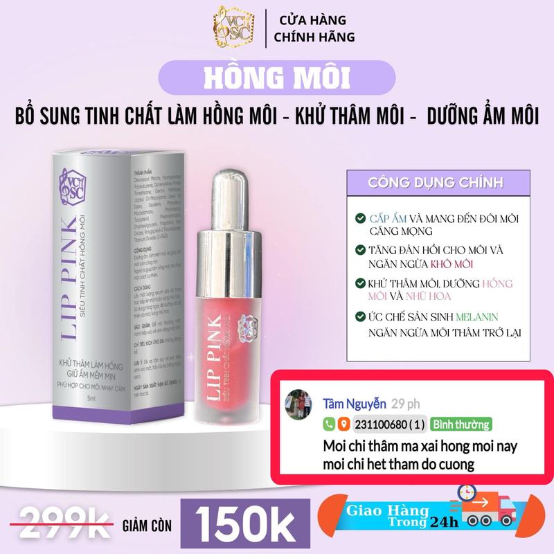 SON DƯỠNG HỒNG MÔI - K.ÍCH M.ÀU M.ÔI - MỜ THÂM MÔI  LIPPINK -5Ml  - VCSC 1
