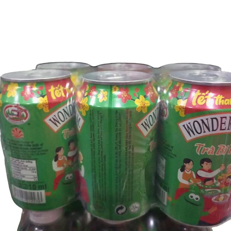 Lốc 6 lon Trà bí đao Wonderfarm mẫu tết x 310ml - Chua - Nho